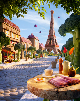 Illustration for article titled Estos apetecibles paisajes están hechos con alimentos reales